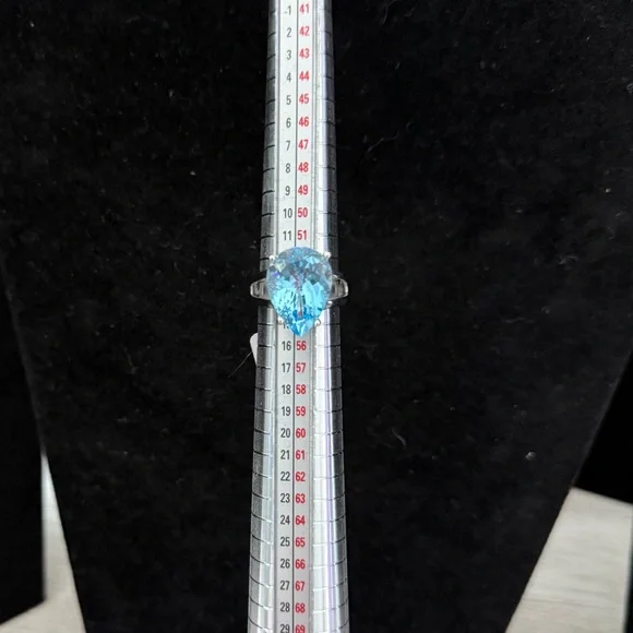JTV Ring 12ct Pear Shape Swiss Blue Topaz Sterling Silver Solitaire Size 7-NWT